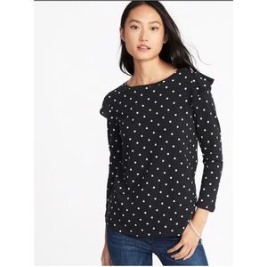 NWT Old Navy Slub-Knit Ruffle-Shoulder Top